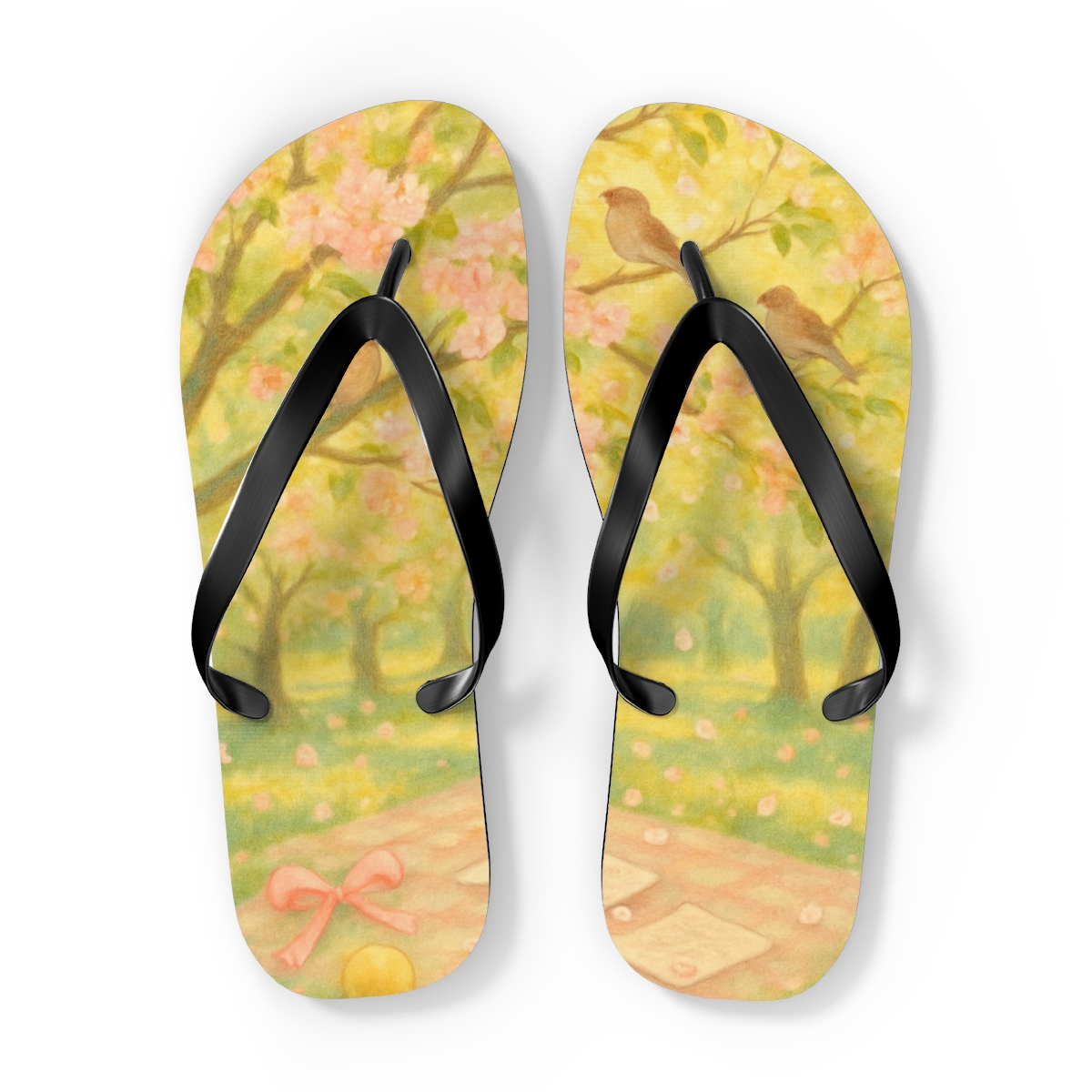 Spring Orchard Confetti personalized beach flip flops