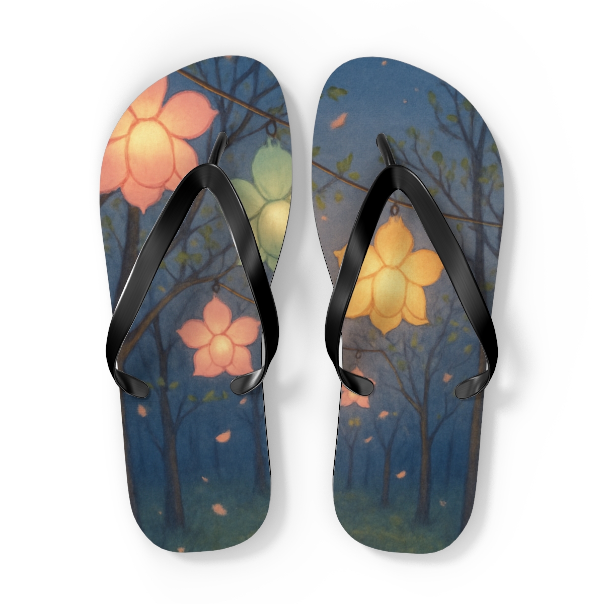 Spring Petal Lantern Parade comfortable casual flip flops