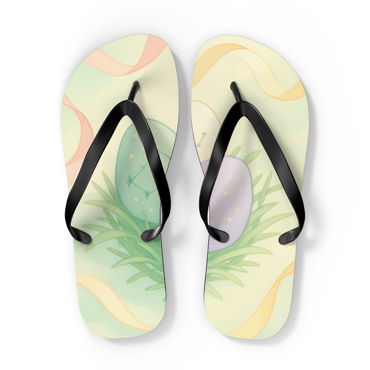 Spring Ribbon Constellation Eggs designer logo flip flops