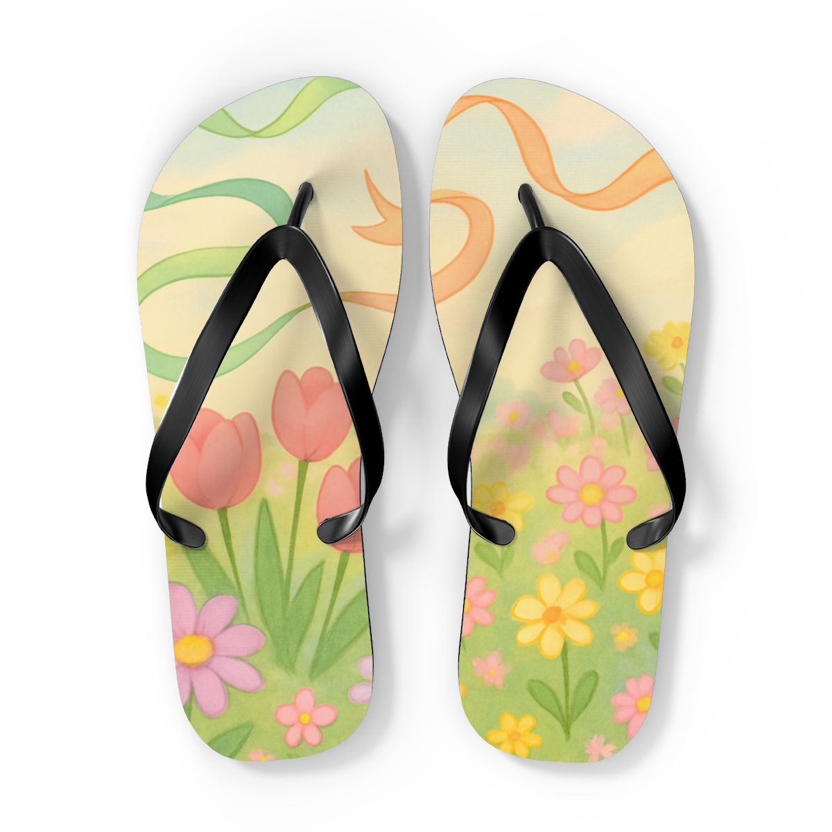 Spring Ribbon Meadow Celebration stylish summer flip flops