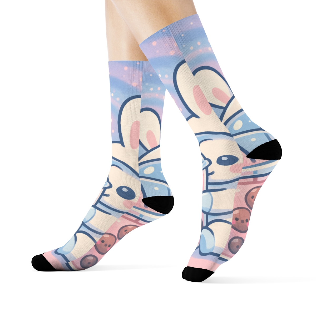 Stardust Bubble Tea Bunny Crew warm winter socks