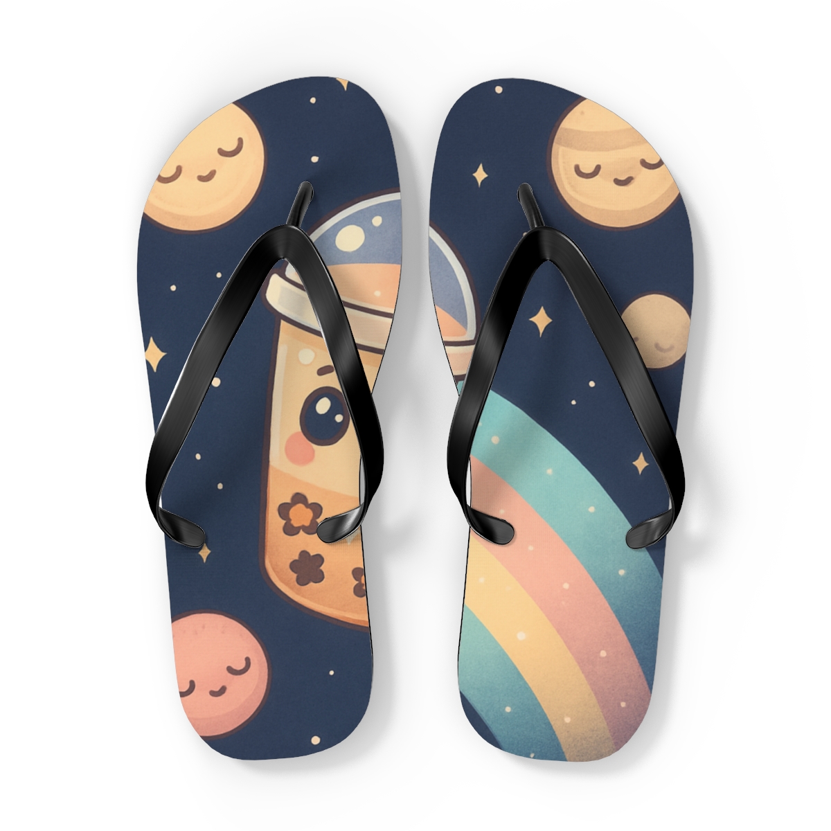 Starlight Bubble Tea Comet colorful rubber flip flops