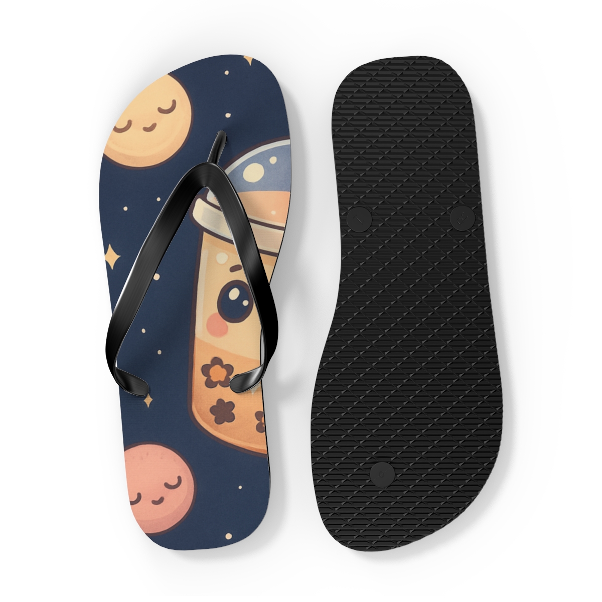 Starlight Bubble Tea Comet colorful rubber flip flops