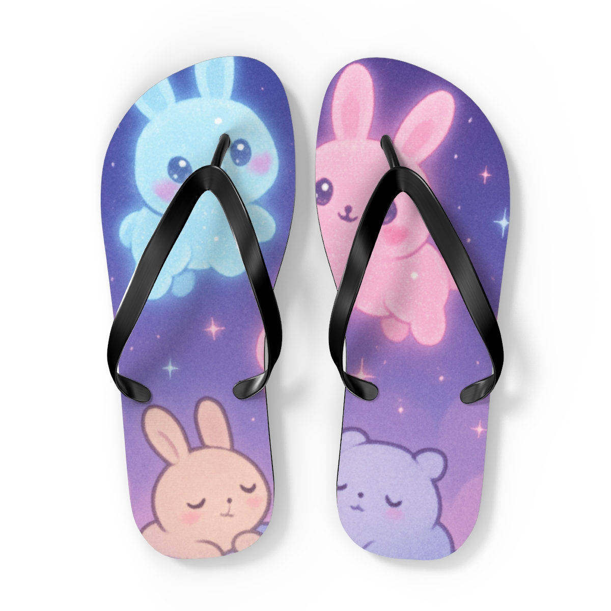 Starlight Bunny Constellation personalized beach flip flops