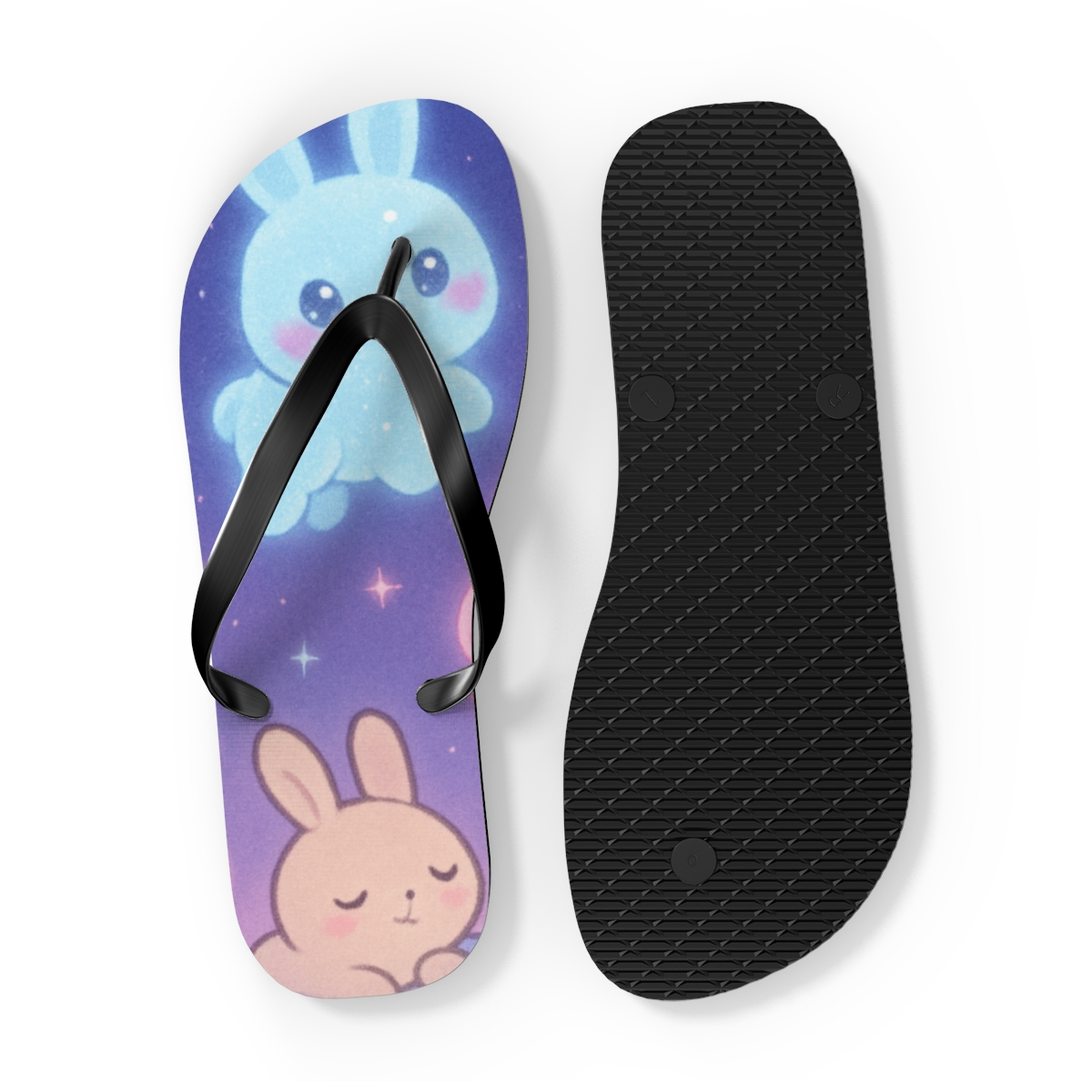 Starlight Bunny Constellation personalized beach flip flops