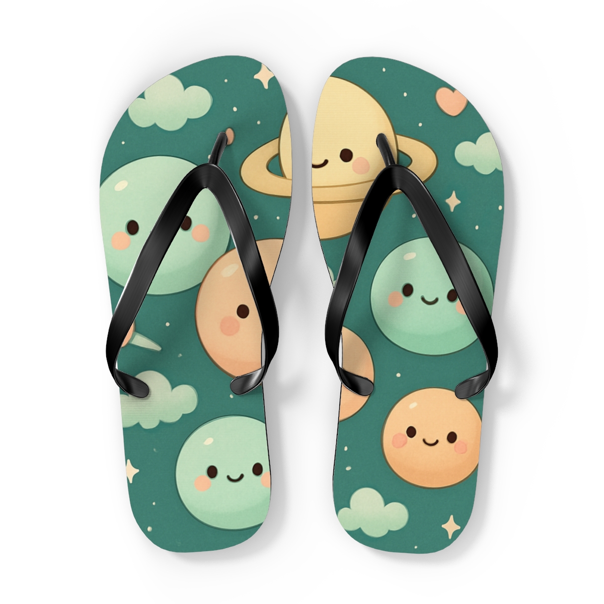 Starlight Mochi Planet Parade colorful rubber flip flops