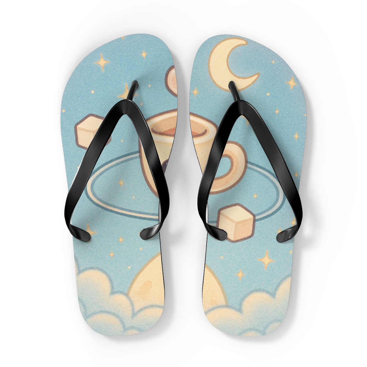 Starlight Teacup Satellite Tea Party designer logo flip flops