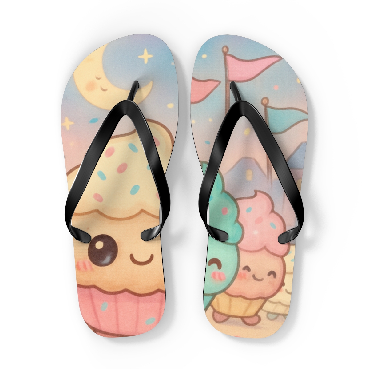 Starlit Cupcake Parade comfortable casual flip flops