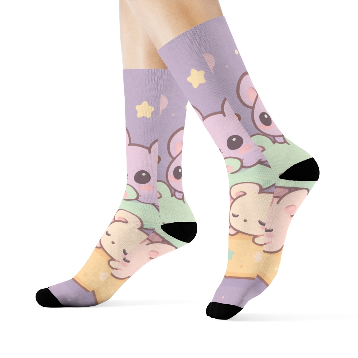 Starlit Mochi Mice designer logo socks