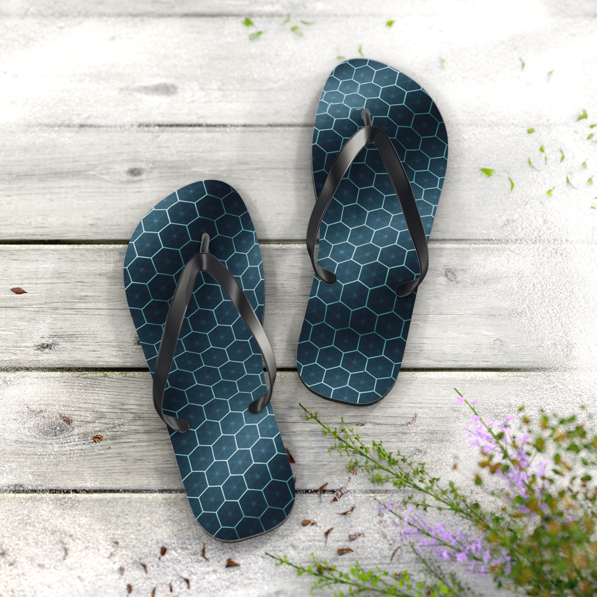 Stellar Hex Wave Lattice trendy printed flip flops