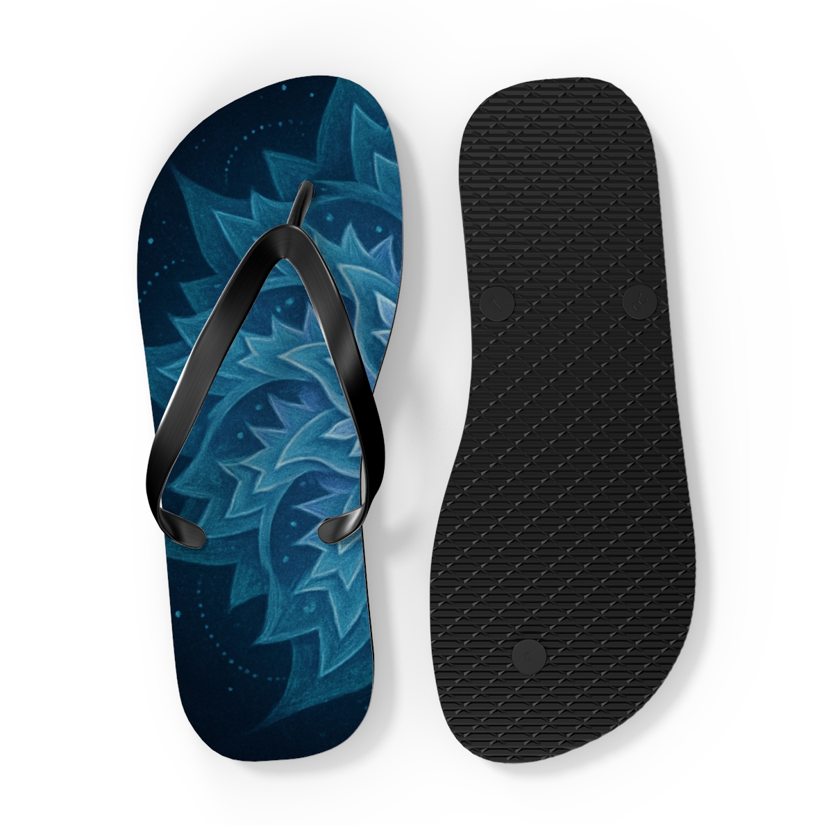 Stellar Spiral Rosette designer logo flip flops