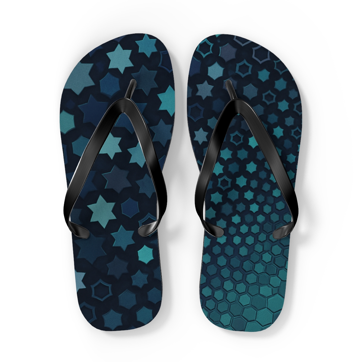 Stellar Tessellation Cascade trendy printed flip flops