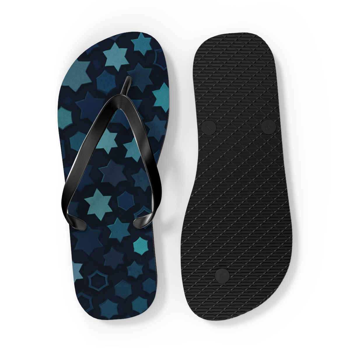 Stellar Tessellation Cascade trendy printed flip flops