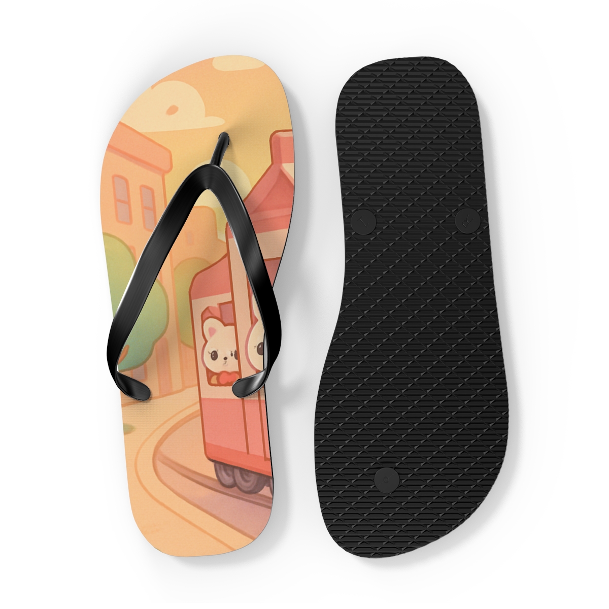 Strawberry Milk Train Parade custom flip flops