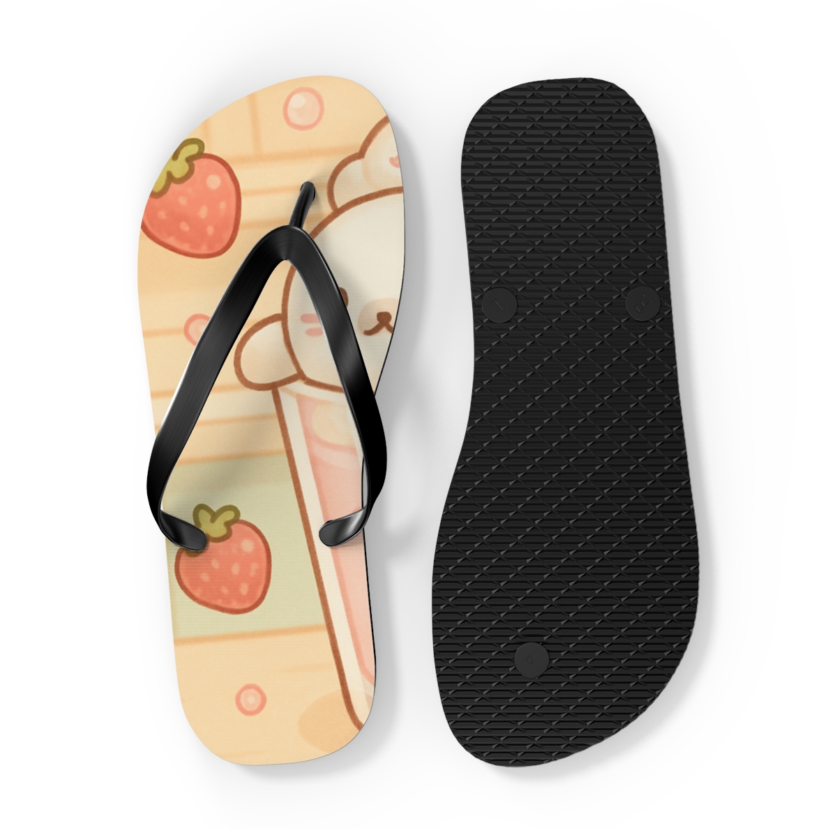 Strawberry Milkshake Seal Cafe unique graphic flip flops