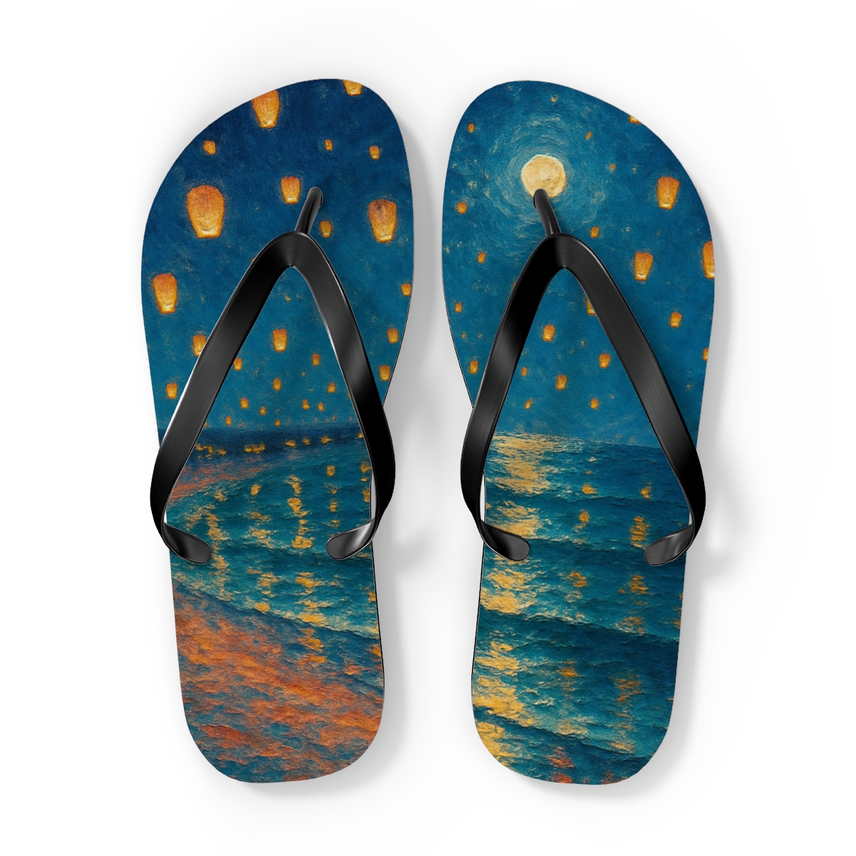Summer Solstice Lantern Tide custom flip flops