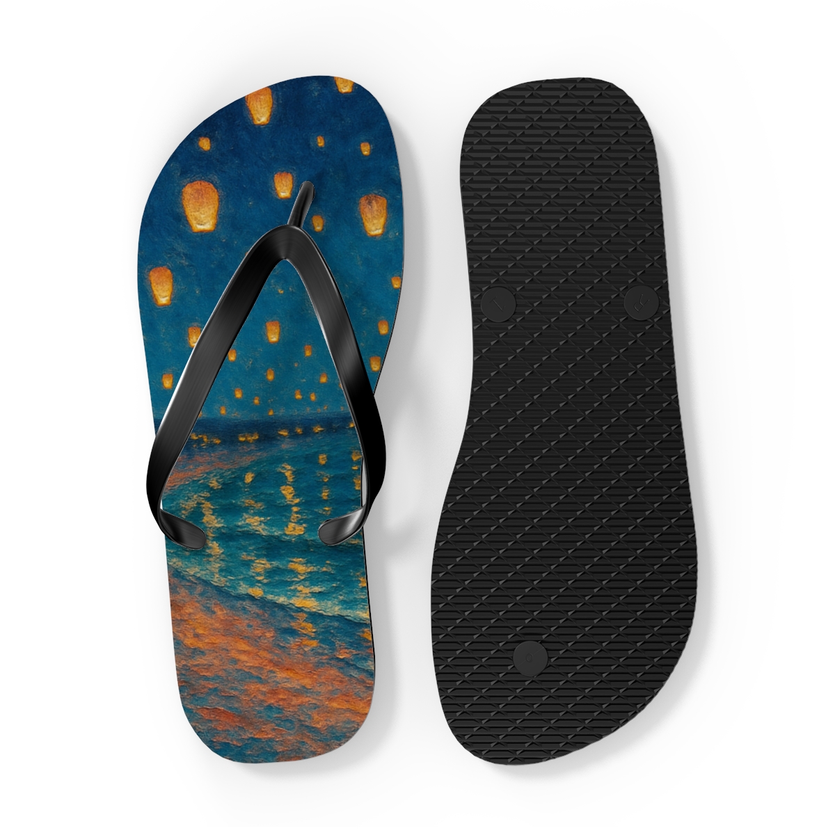 Summer Solstice Lantern Tide custom flip flops