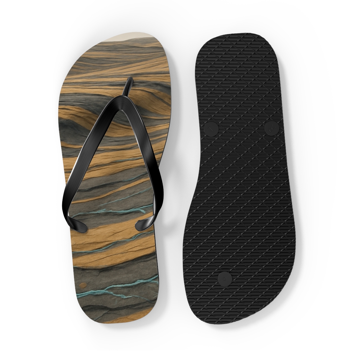 Tectonic Fold Rhythm unique graphic flip flops