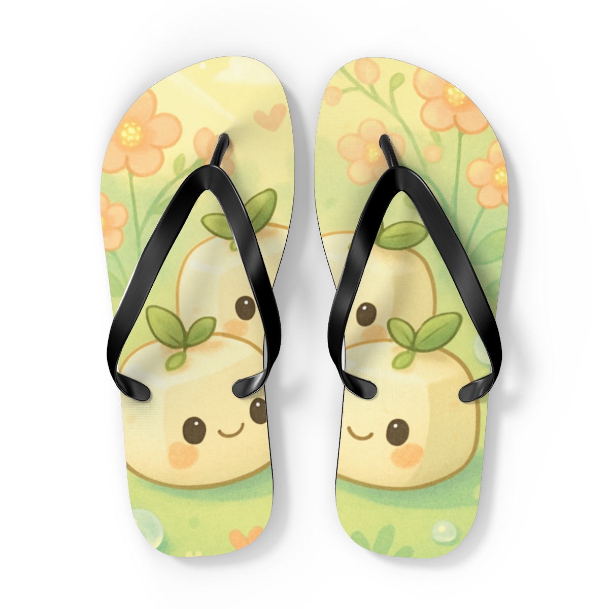 Tiny Tofu Dumpling Garden unique graphic flip flops