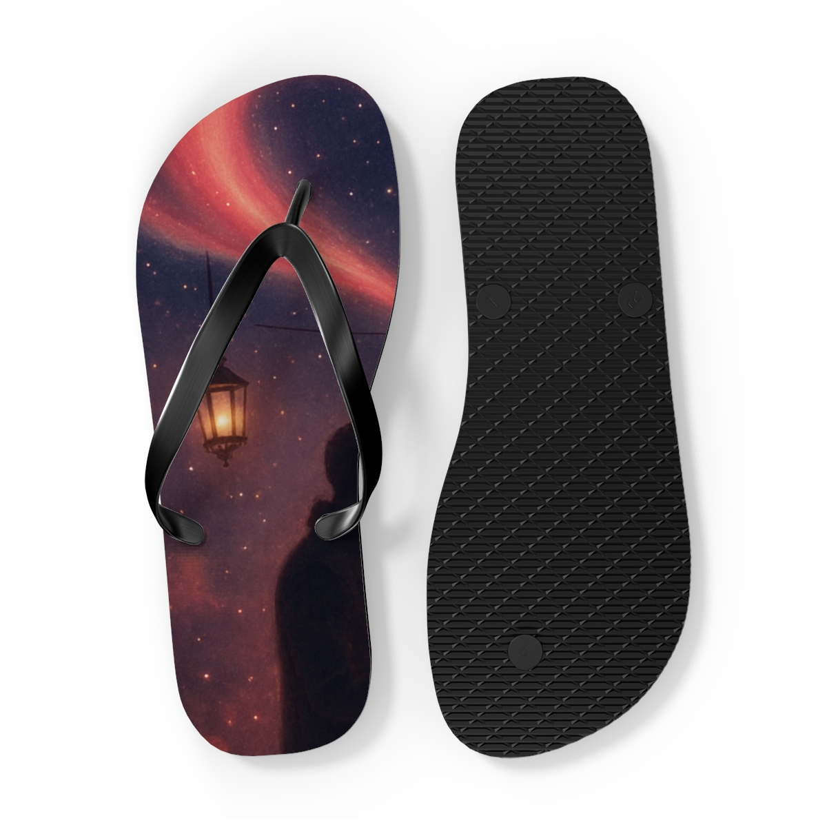 Valentine Aurora Heart Nebula designer logo flip flops
