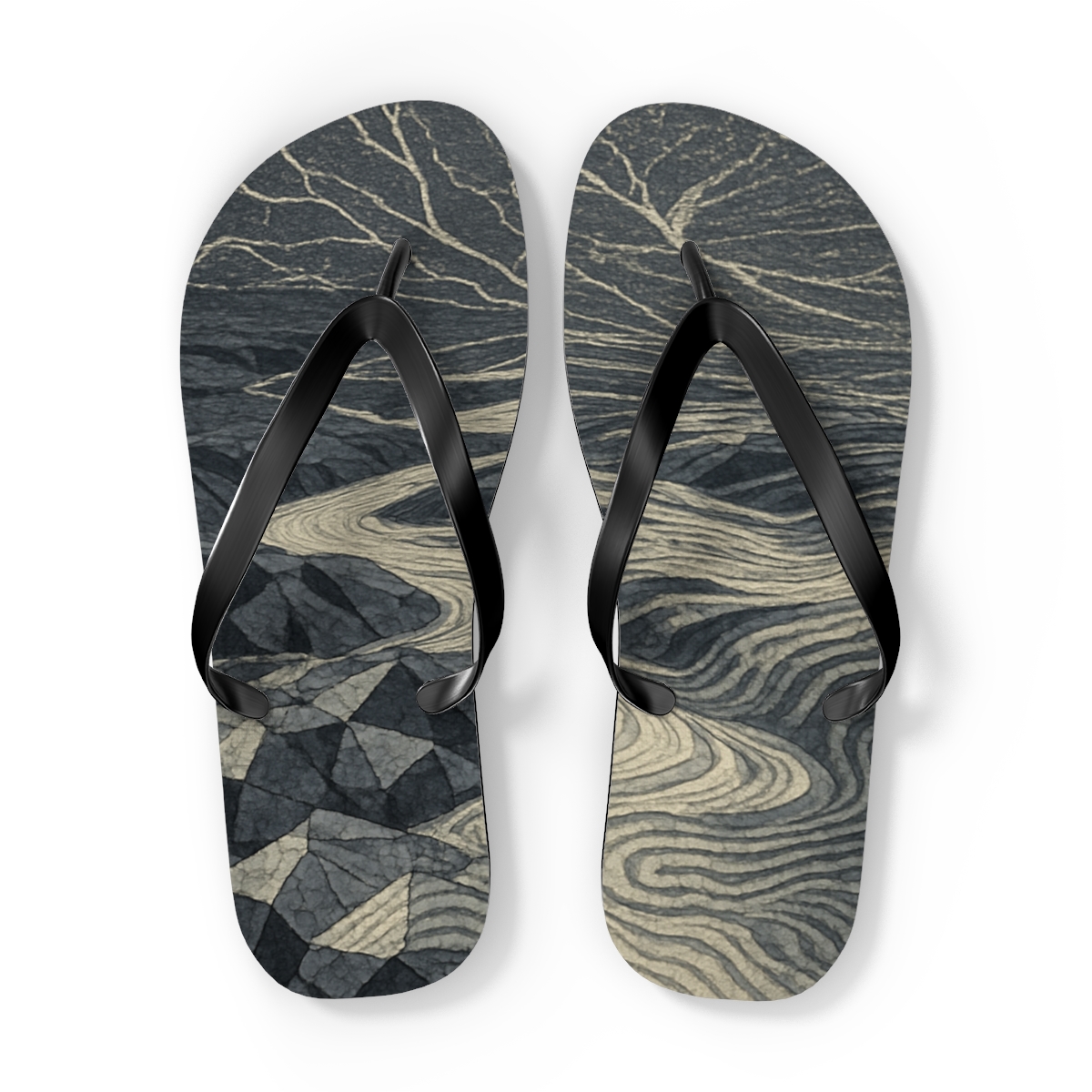Vein And Ripple Mosaic soft sole flip flops