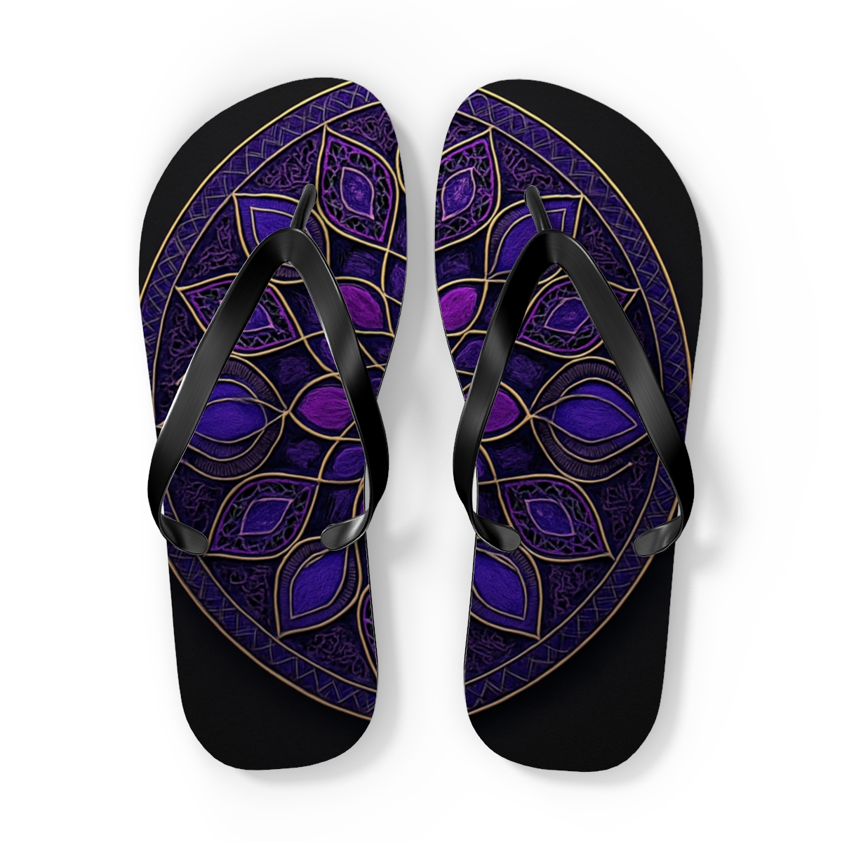 Velvet Prism Lattice Mandala designer logo flip flops