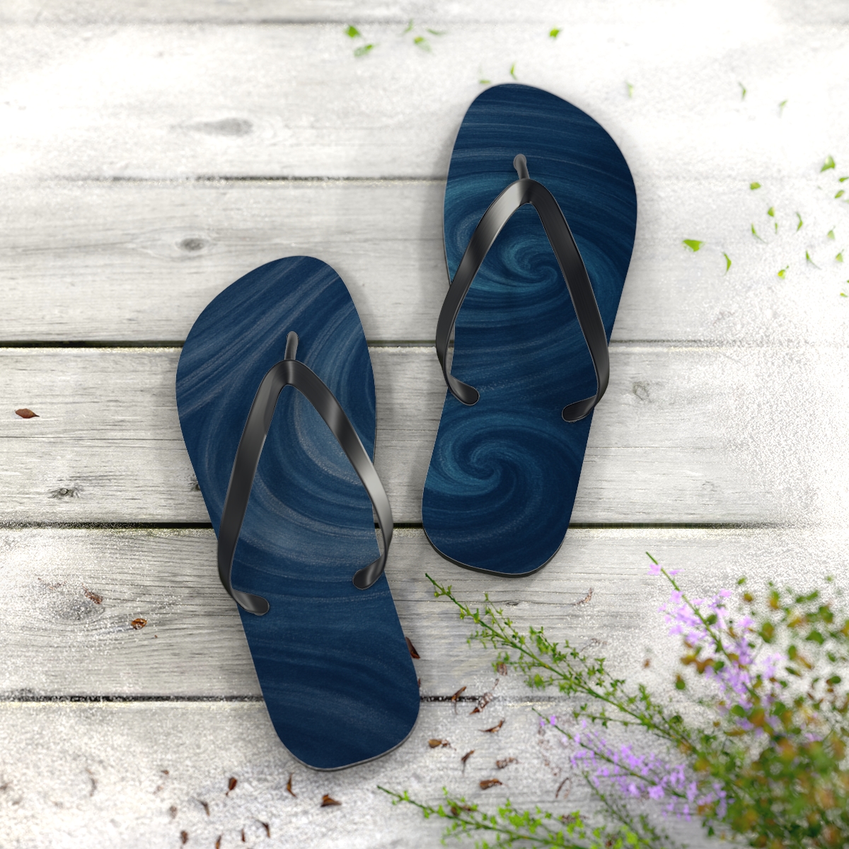 Vortex Ripple Ledger trendy printed flip flops
