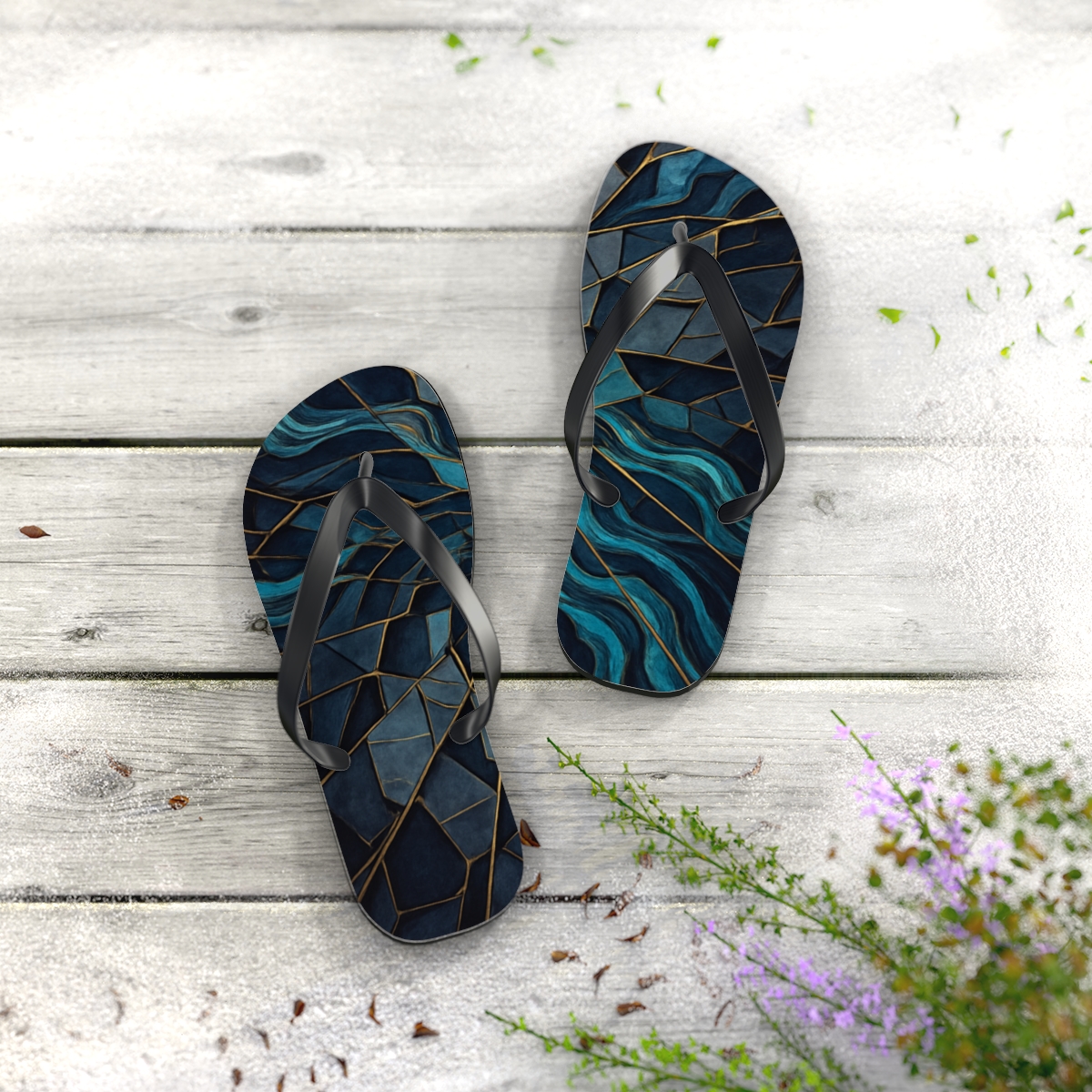 Ocean Currents Mosaic Flip Flops