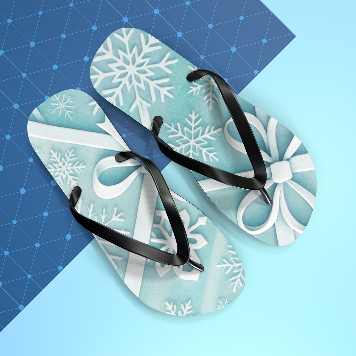 Winter Giftwrap Aurora Lattice unique graphic flip flops