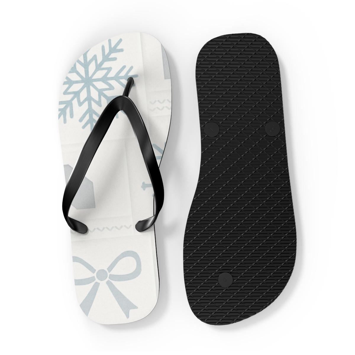 Winter Giftwrap Snowflake Blueprint personalized beach flip flops