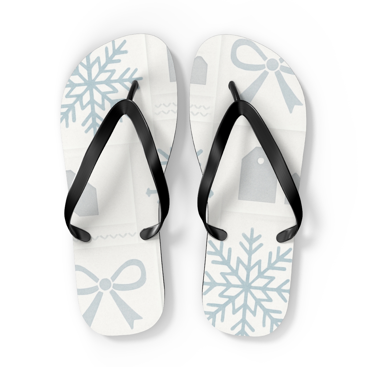 Winter Giftwrap Snowflake Blueprint personalized beach flip flops