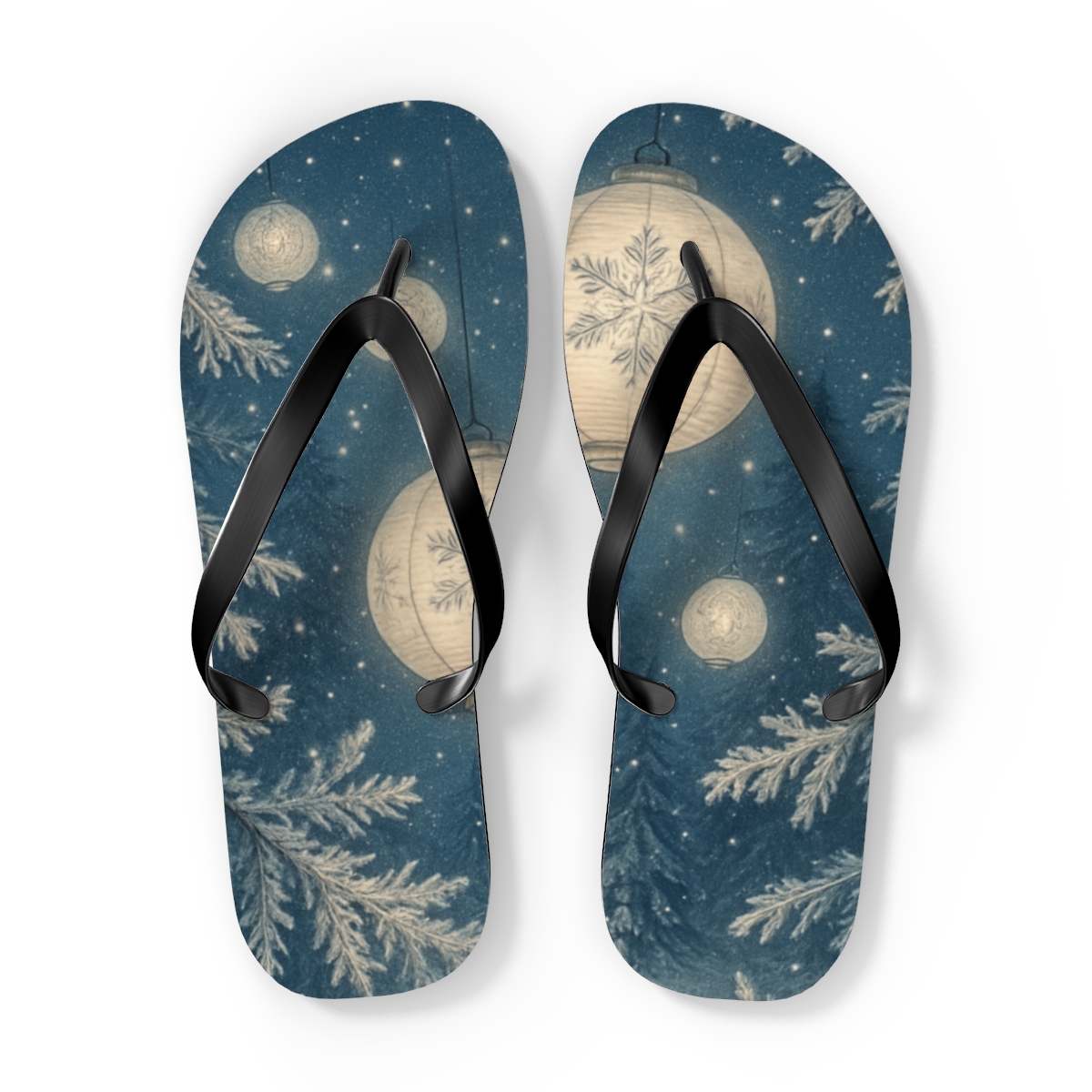 Winter Lantern Constellation soft sole flip flops