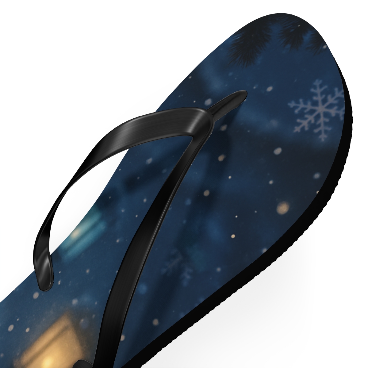 Winter Lantern Snowfall Dream colorful rubber flip flops