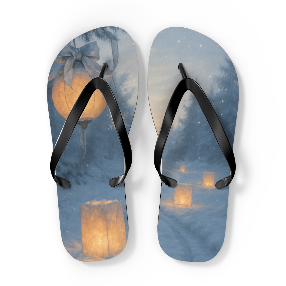 Winter Lantern Snowglow colorful rubber flip flops
