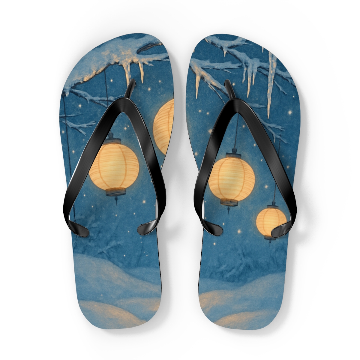 Winter Lantern Starlight colorful rubber flip flops