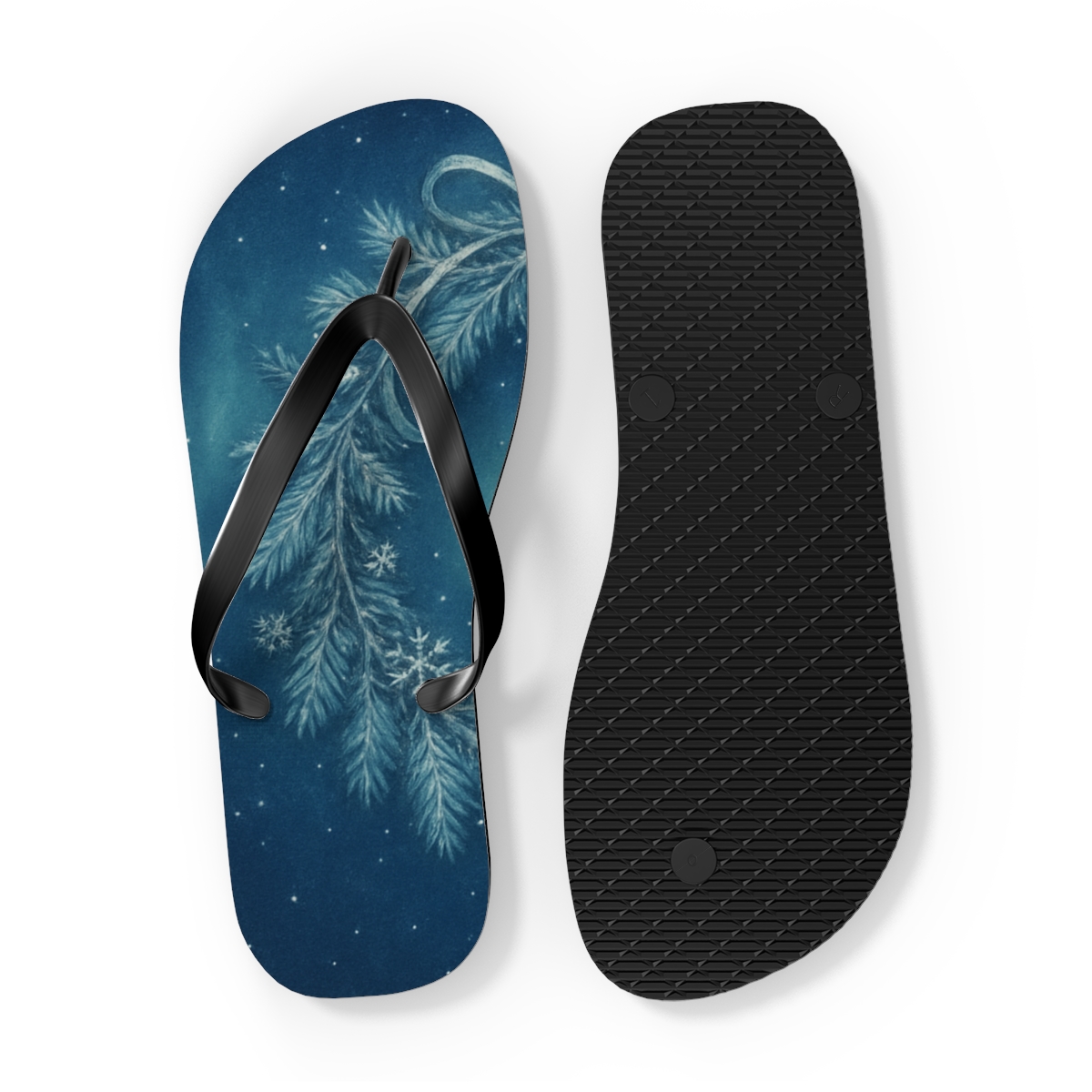 Winter Solstice Aurora Wreath colorful rubber flip flops