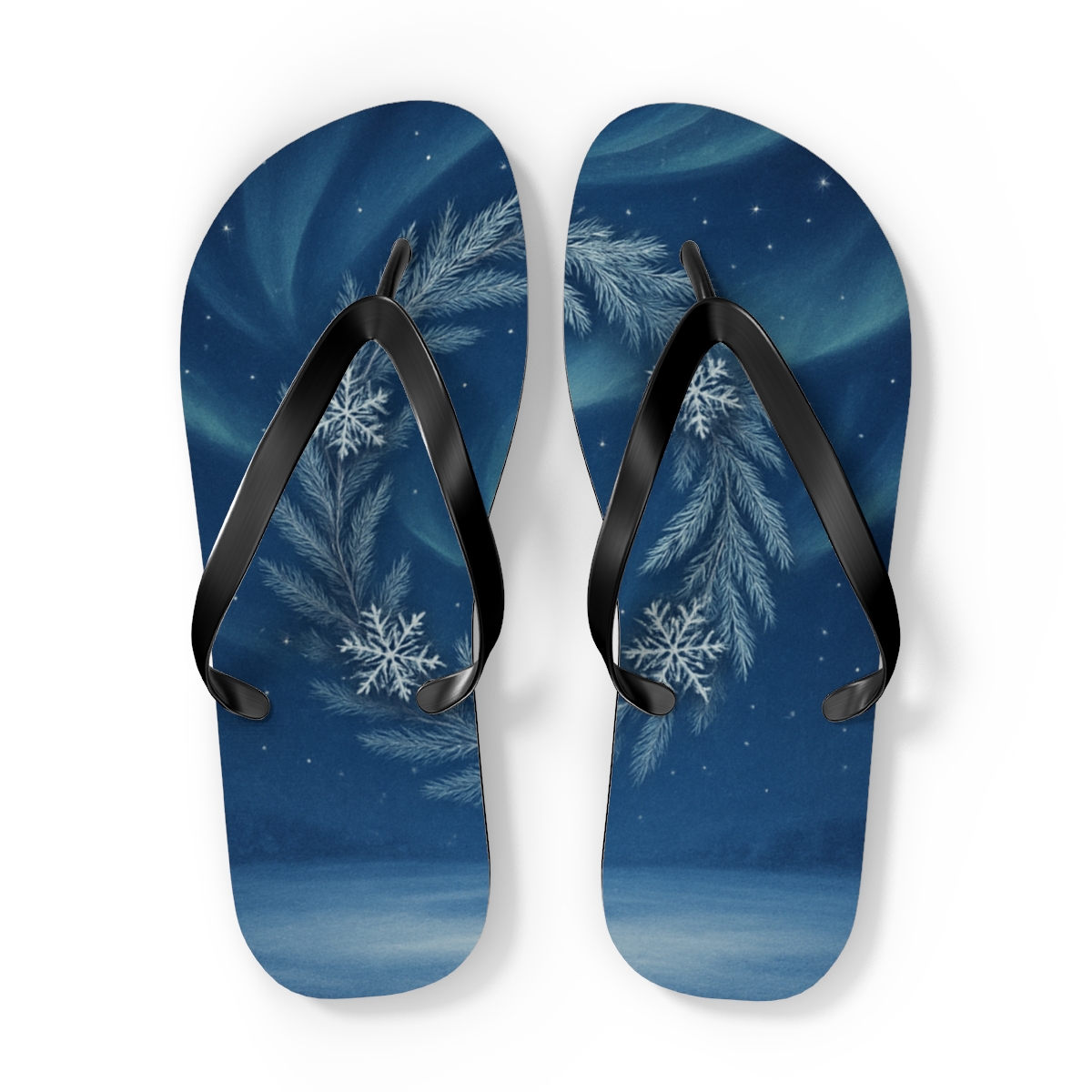Winter Solstice Aurora Wreath unique graphic flip flops