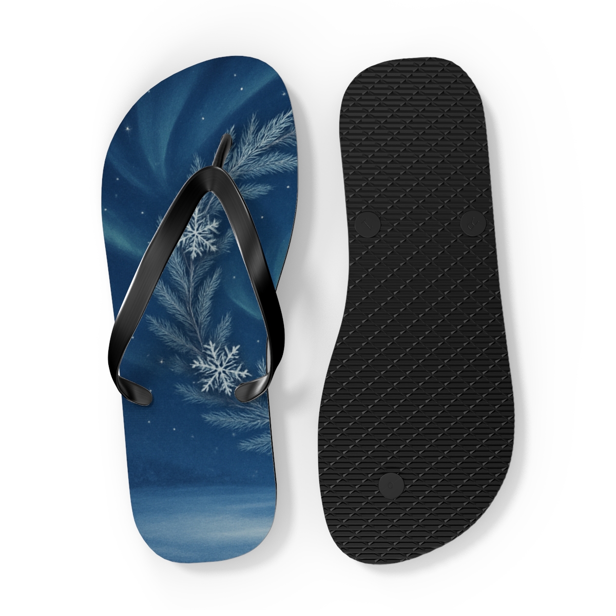 Winter Solstice Aurora Wreath unique graphic flip flops