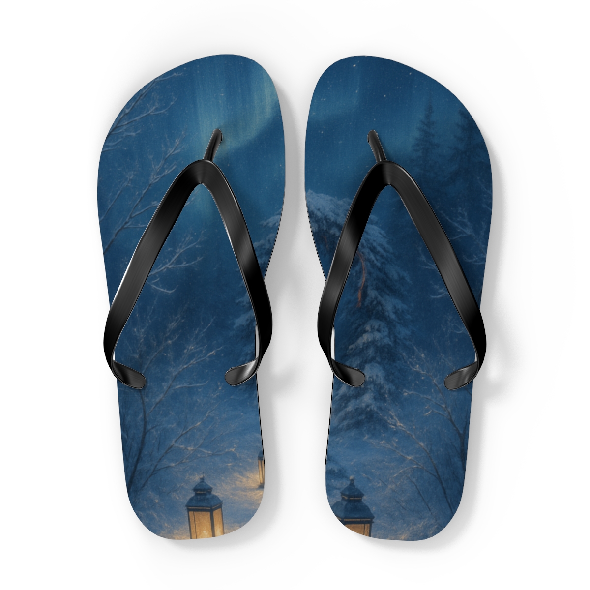 Winter Solstice Lantern Aurora stylish summer flip flops