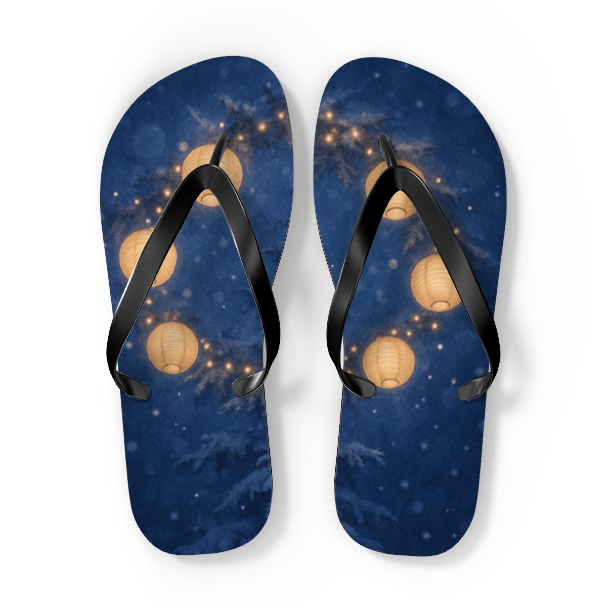 Winter Solstice Lantern Halo personalized beach flip flops