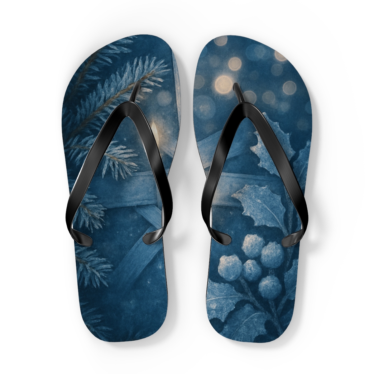 Winter Solstice Starlight Candleweave personalized beach flip flops