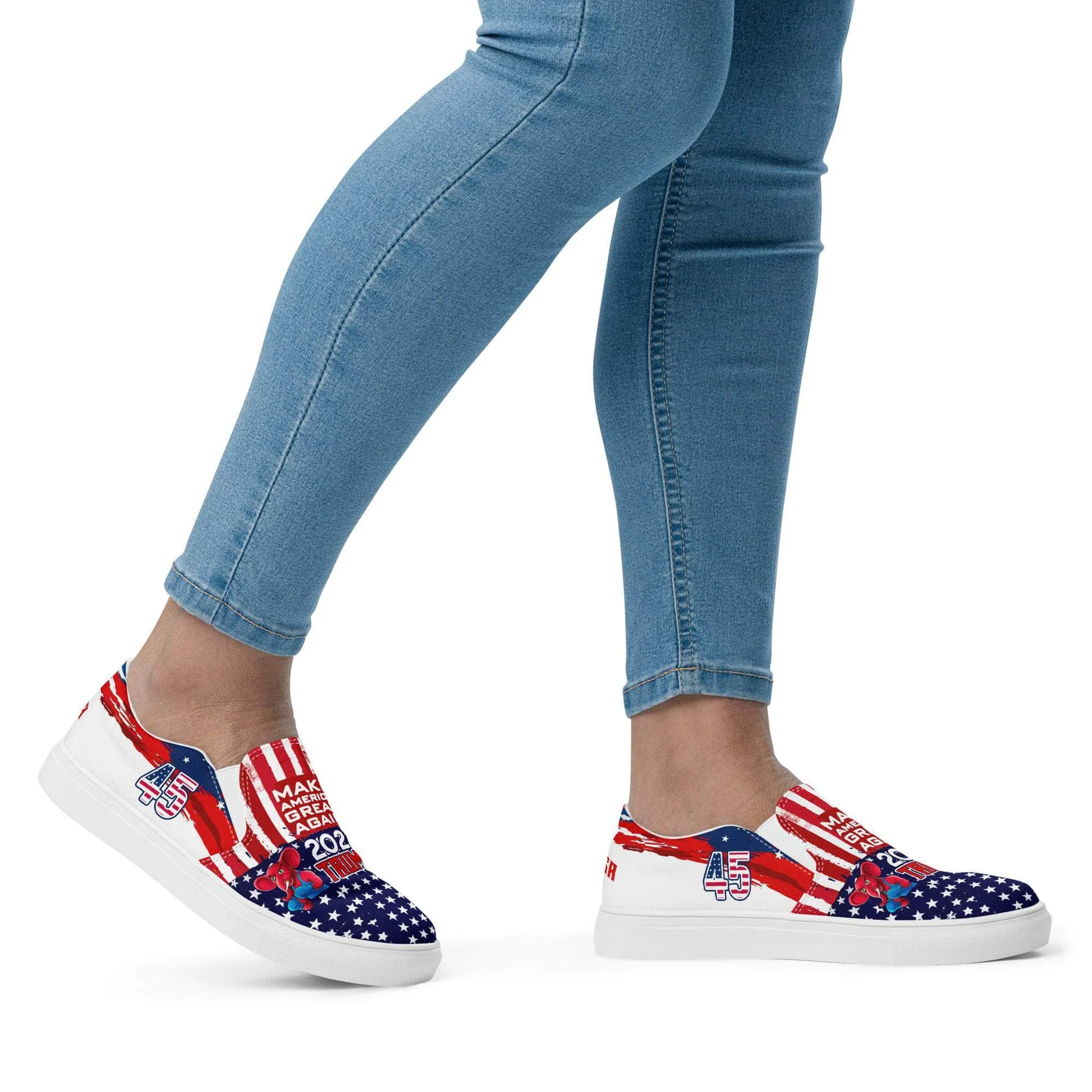 Patriotic Canvas Slip On Shoes For Women