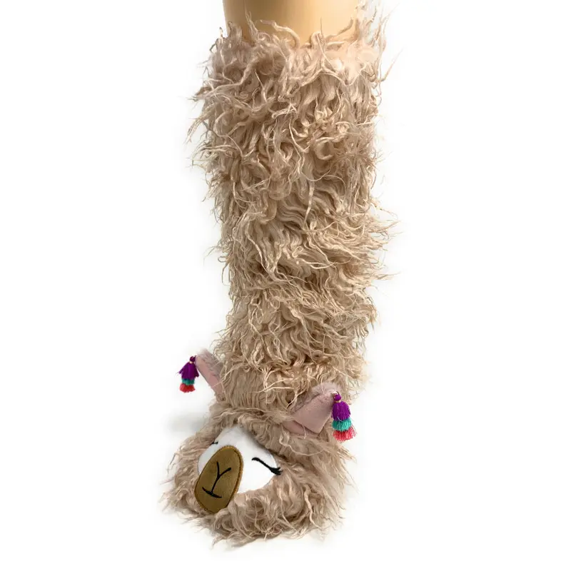 Womens Fluffy Plush Llama Slipper Socks