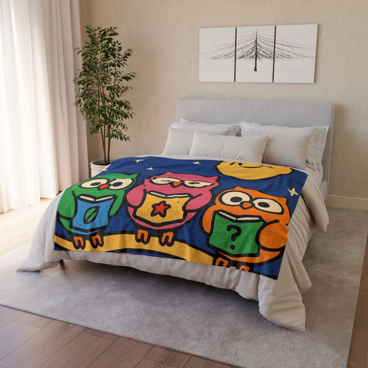 Galaxy Garden Of Curious Owls stylish throw blankets