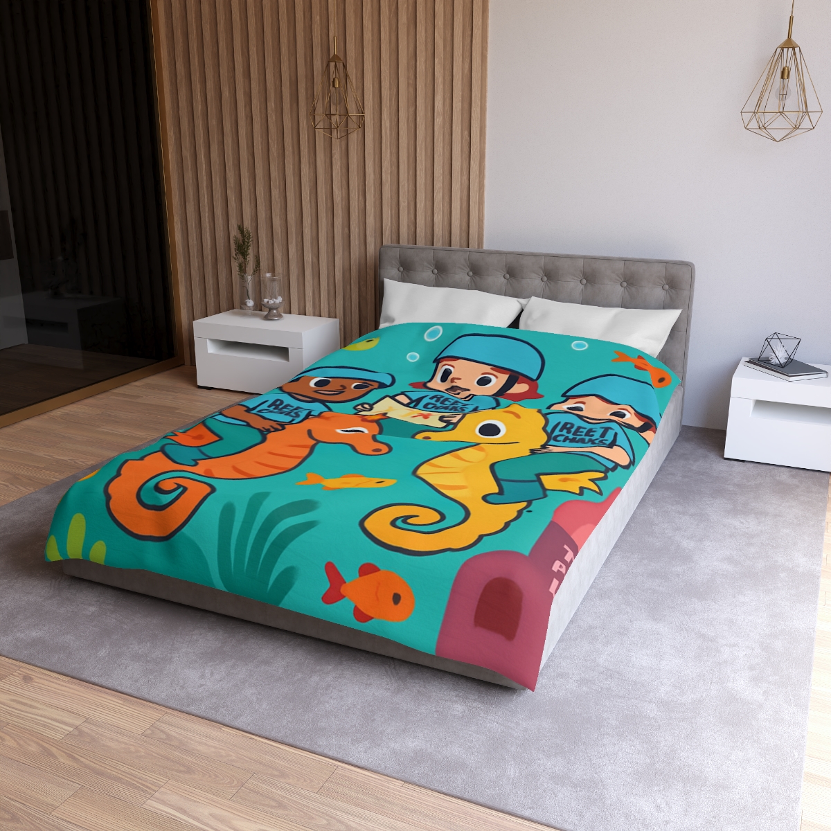 Coral City Map Of The Friendly Reef Rangers designer printed duvets