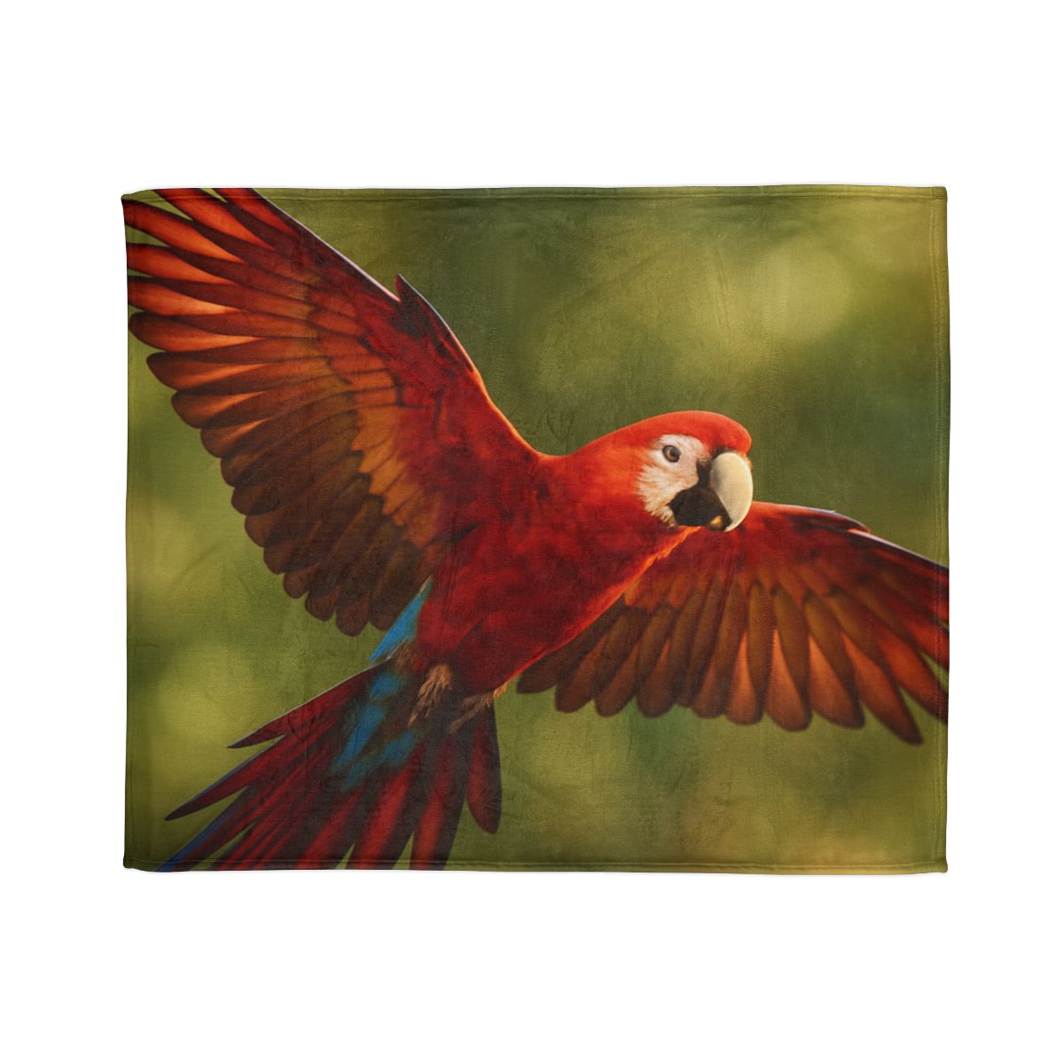 Scarlet Arc Macaw In Flight soft fleece blankets