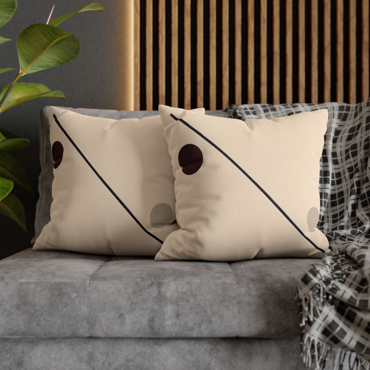 Diagonal Line And Twin Circles soft cotton pillow cases