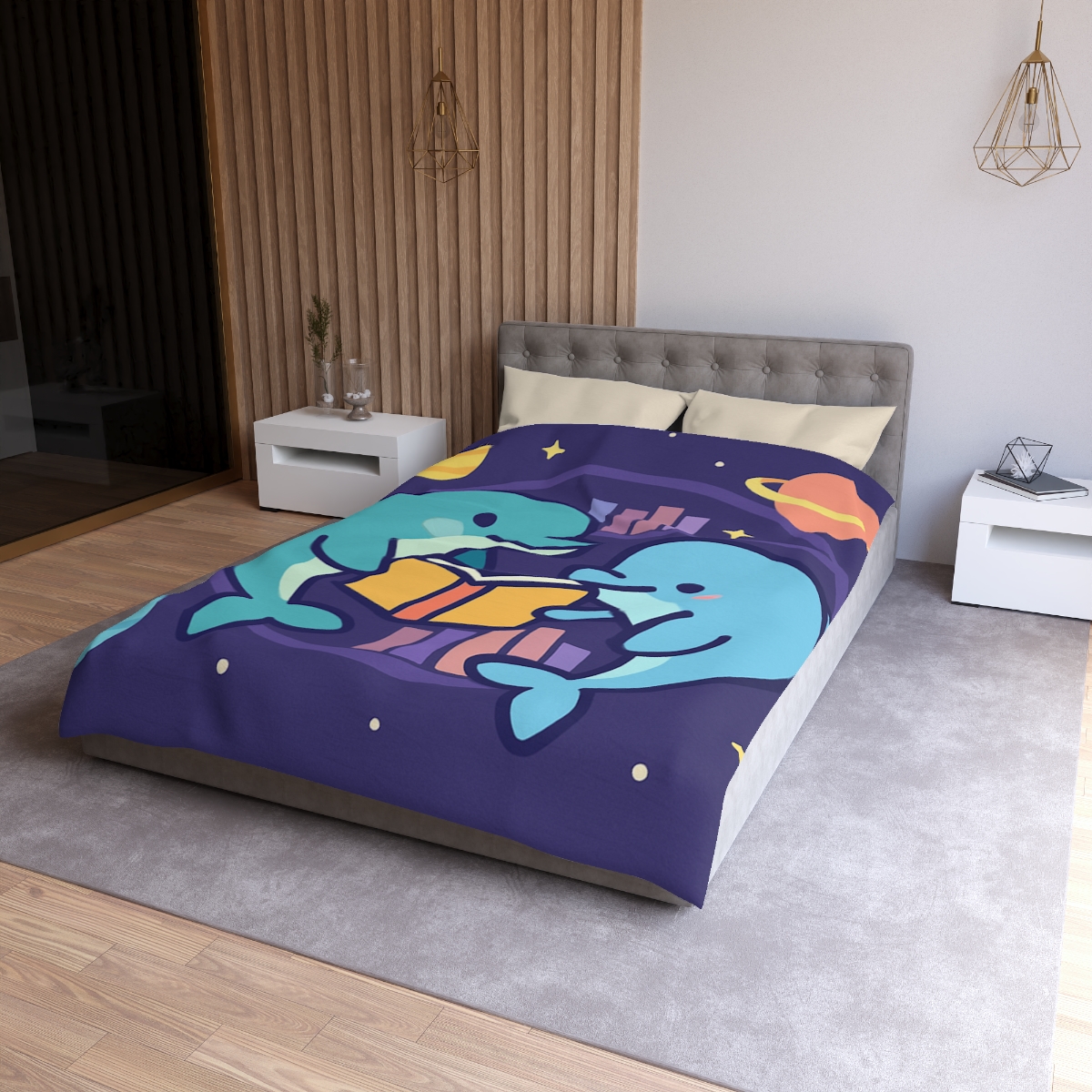 Nebula Library Dolphins personalized bedding duvets