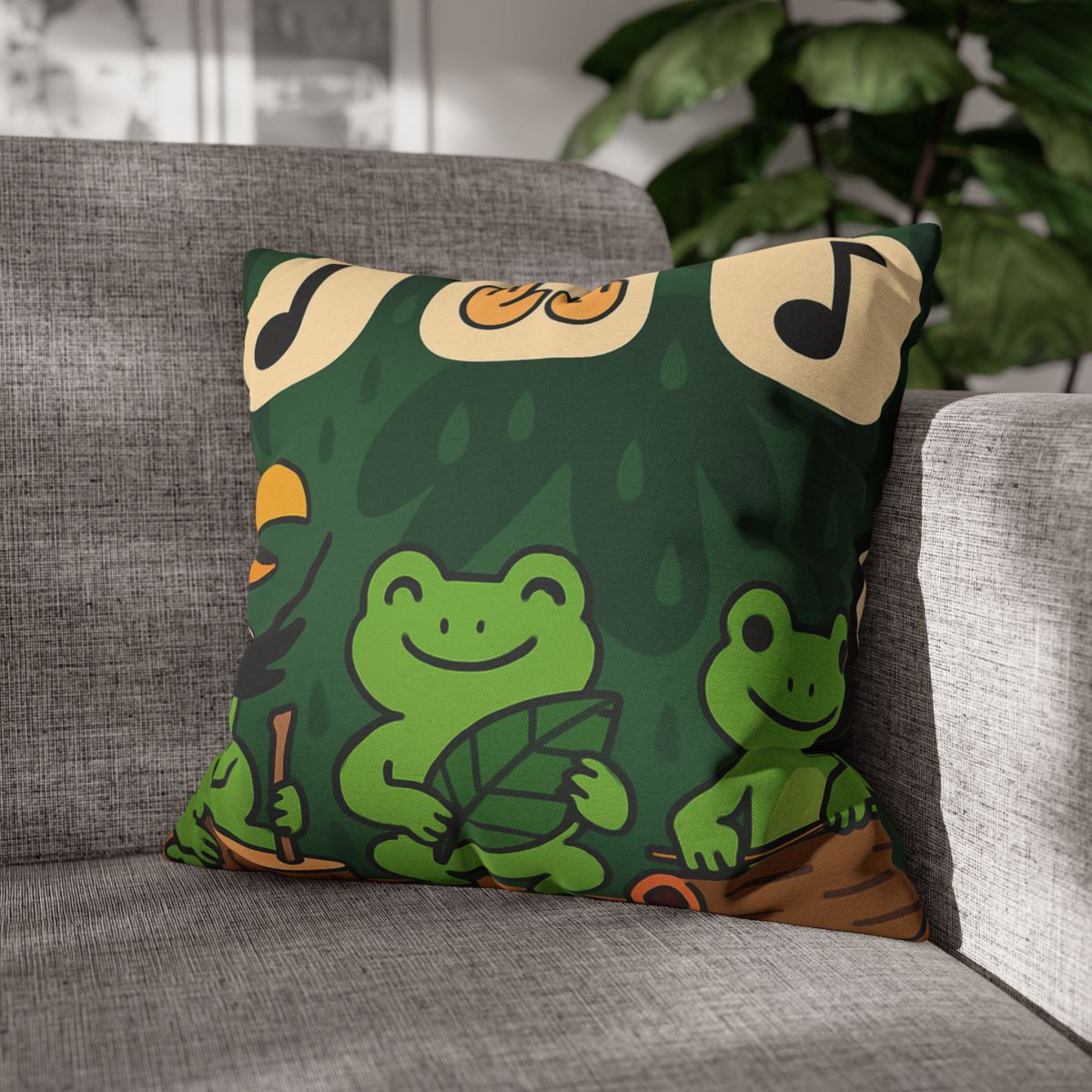 Jungle Rain Rhythm With The Frog Band comfortable bedding pillow covers