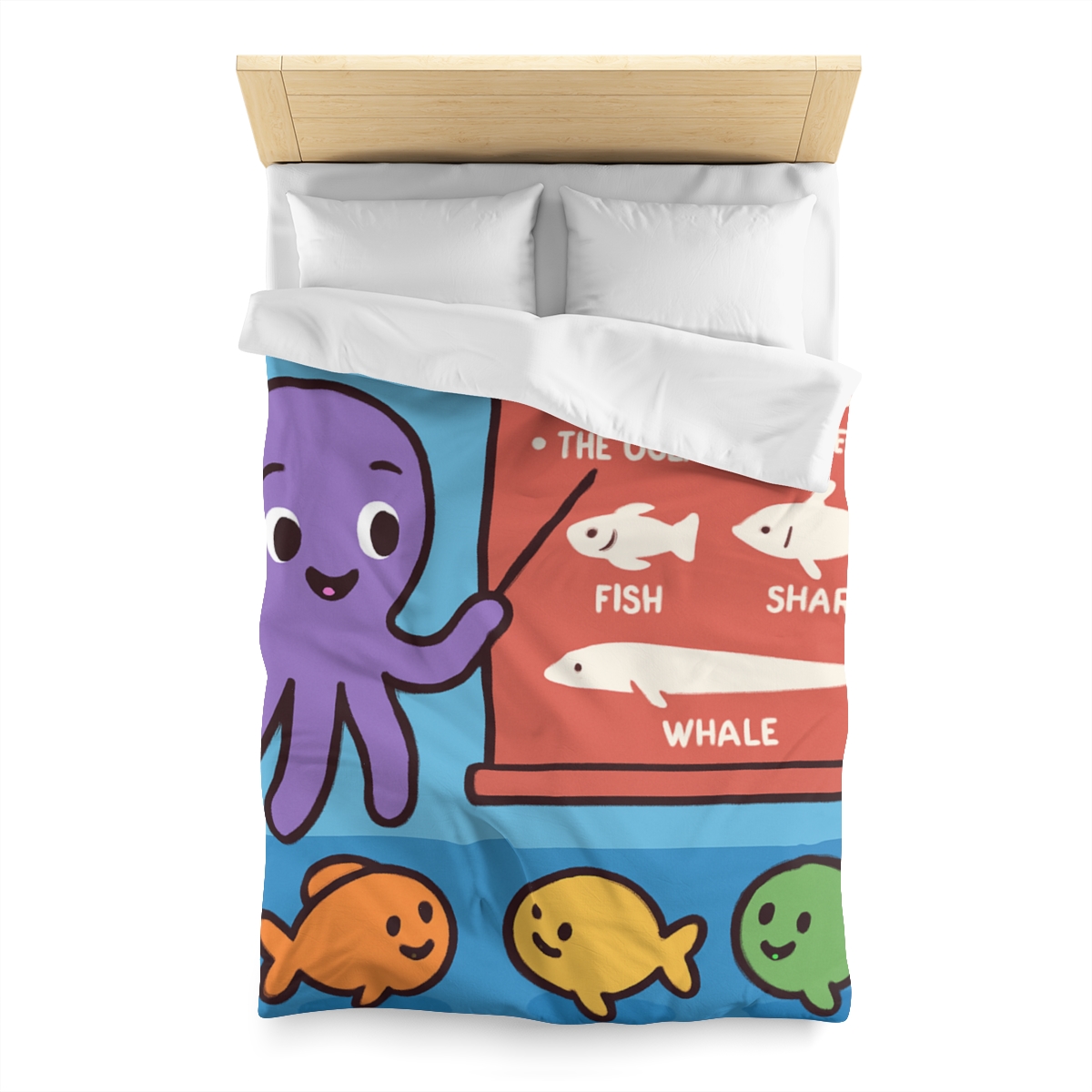 Coral Classroom With Professor Octopus designer printed duvets
